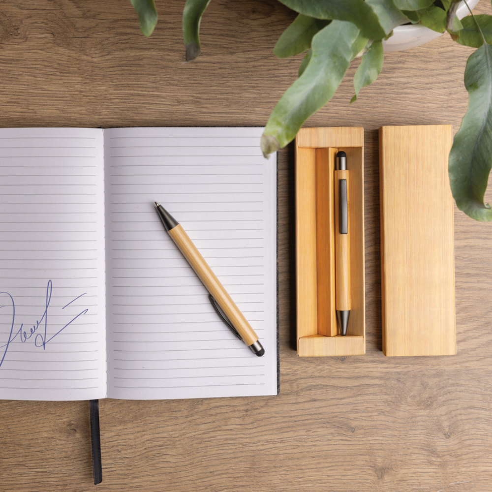 Bamboo modern pen set in box