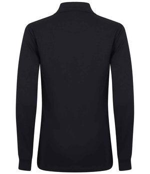 Henbury Unisex Long Sleeve Coolplus® Piqué Polo Shirt Navy