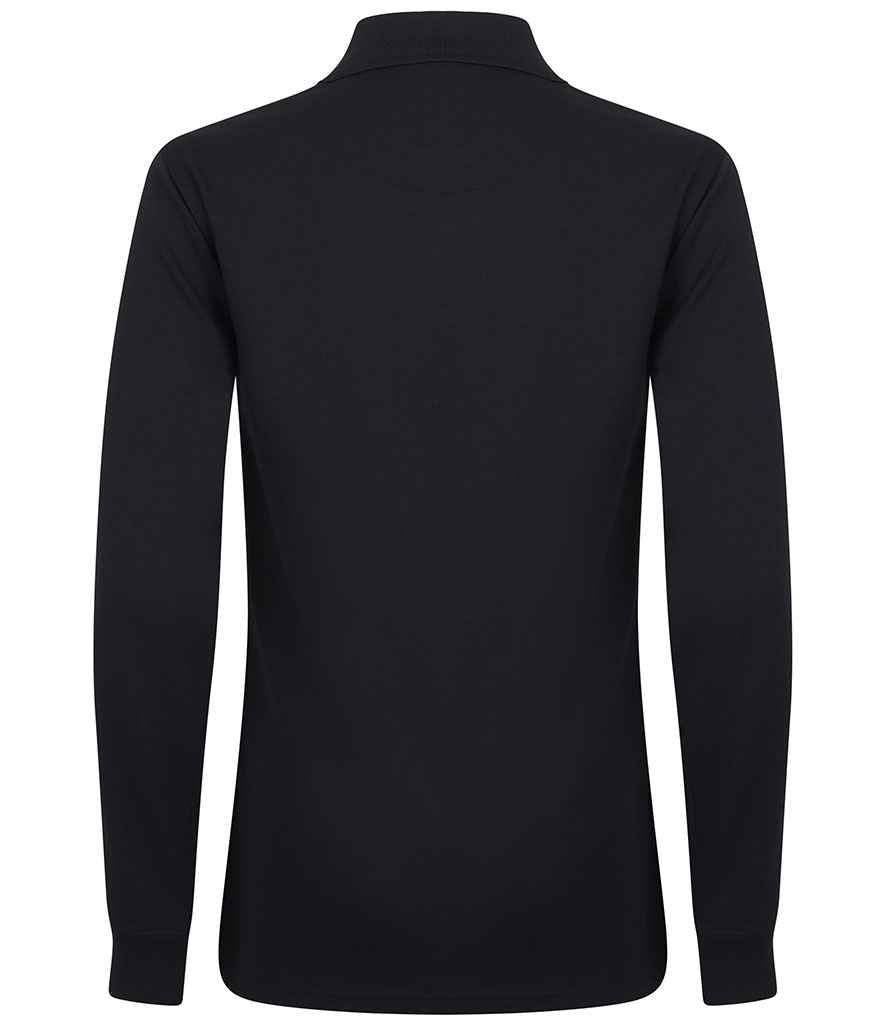Henbury Unisex Long Sleeve Coolplus® Piqué Polo Shirt Navy