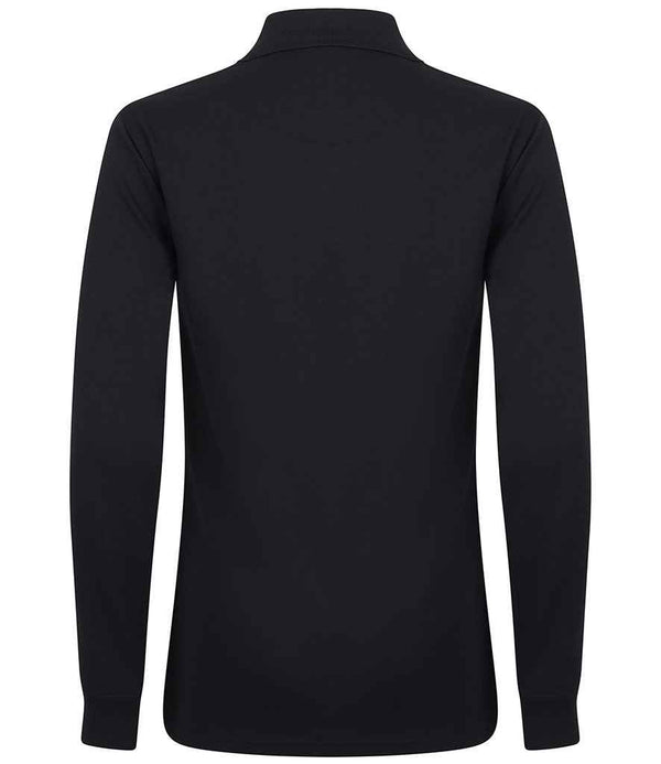 Henbury Unisex Long Sleeve Coolplus® Piqué Polo Shirt Navy