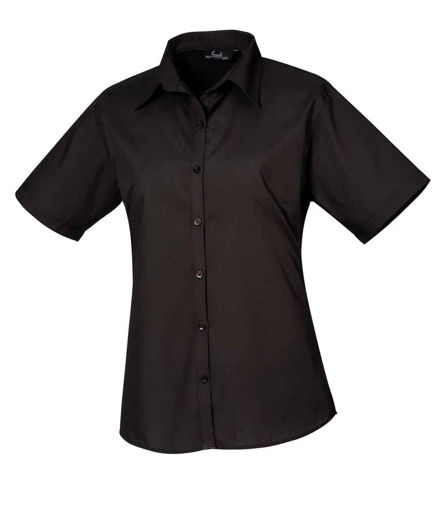 Premier Ladies Short Sleeve Poplin Blouse Black