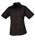Premier Ladies Short Sleeve Poplin Blouse Black