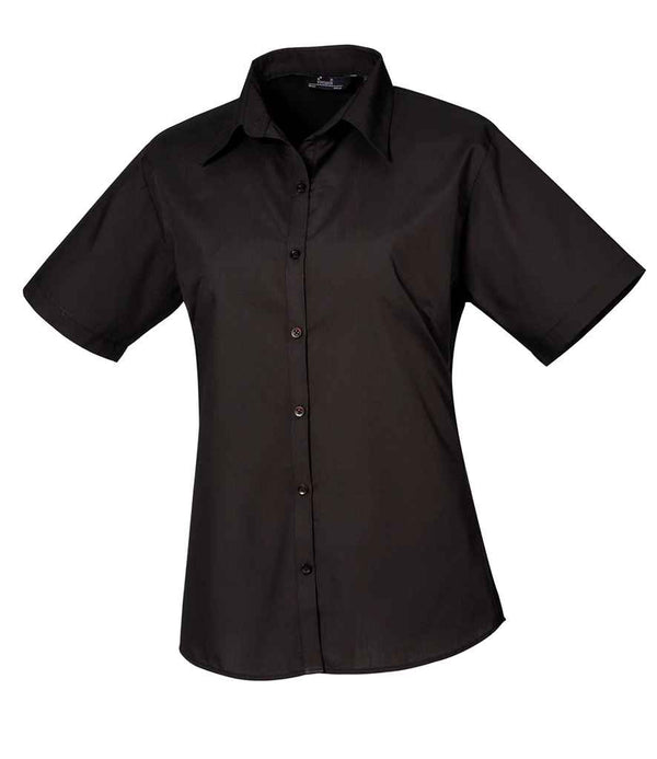 Premier Ladies Short Sleeve Poplin Blouse Black