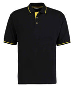 Kustom Kit St Mellion Tipped Cotton Piqué Polo Shirt Black/Yellow