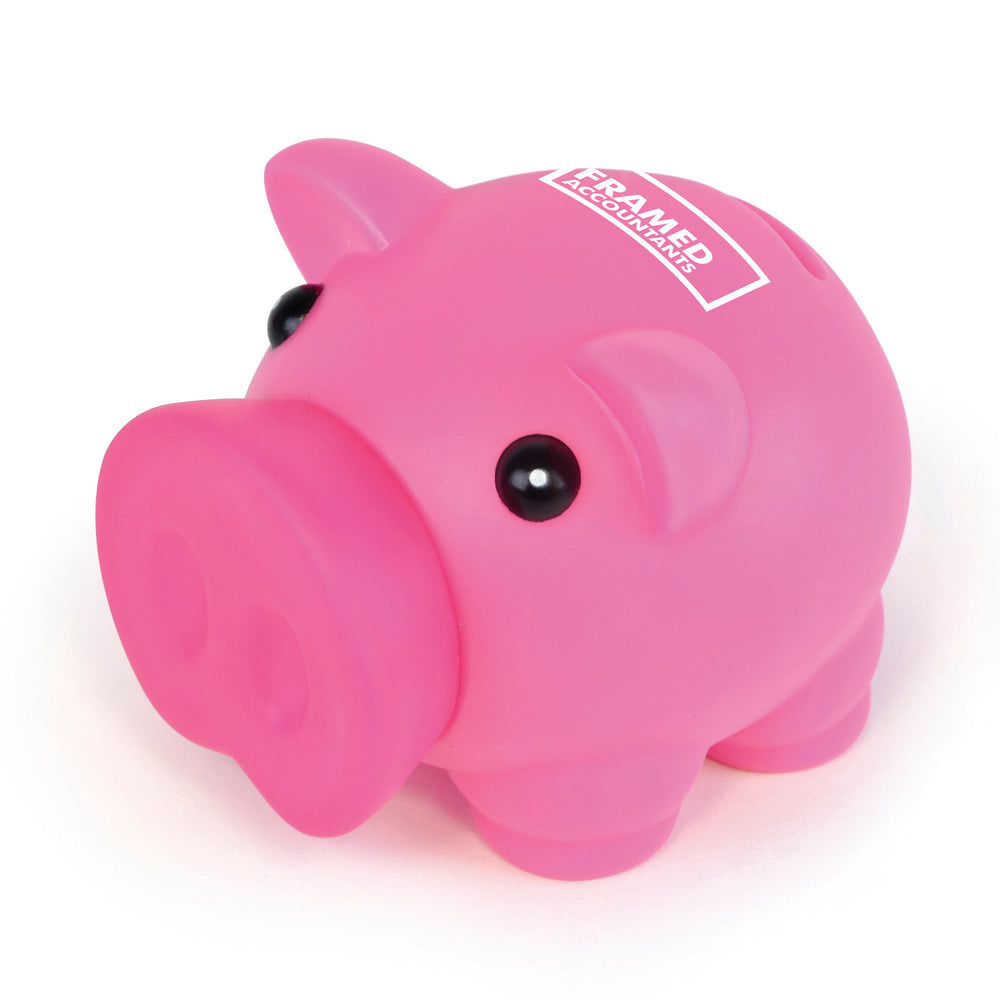 Branded Plastic Piggy Bank With Darkened Rubber Nose