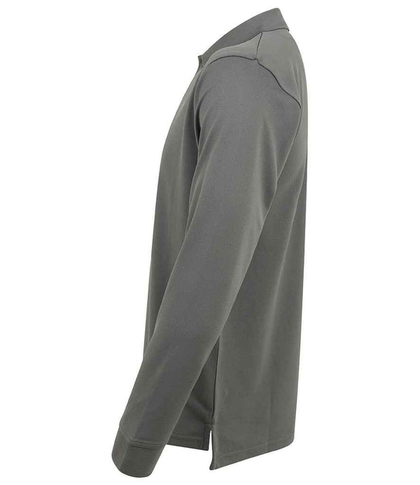 Henbury Unisex Long Sleeve Coolplus® Piqué Polo Shirt Charcoal