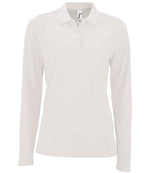 SOL'S Ladies Perfect Long Sleeve Piqué Polo Shirt White