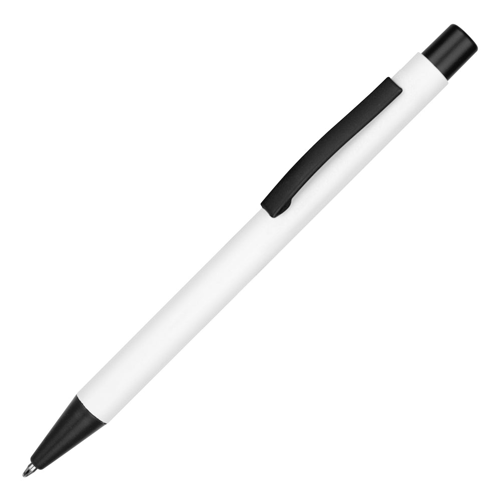 Branded TRAVIS COLOUR Ball Pen in White with trim