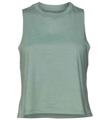 Bella Ladies Racer Back Cropped Tank Top Heather Dusty Blue
