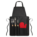 Branded BBQ apron with BBQ tools