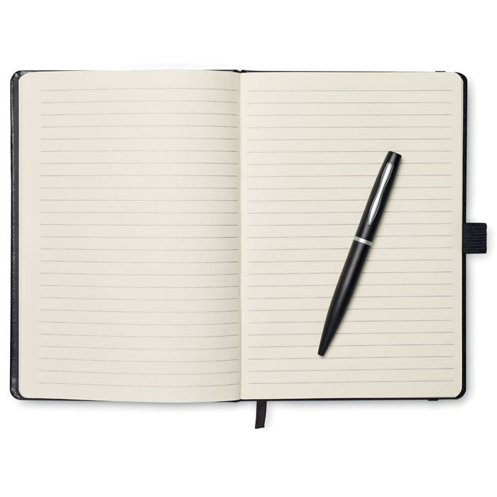 Branded A5 notebook with pen 72 lined