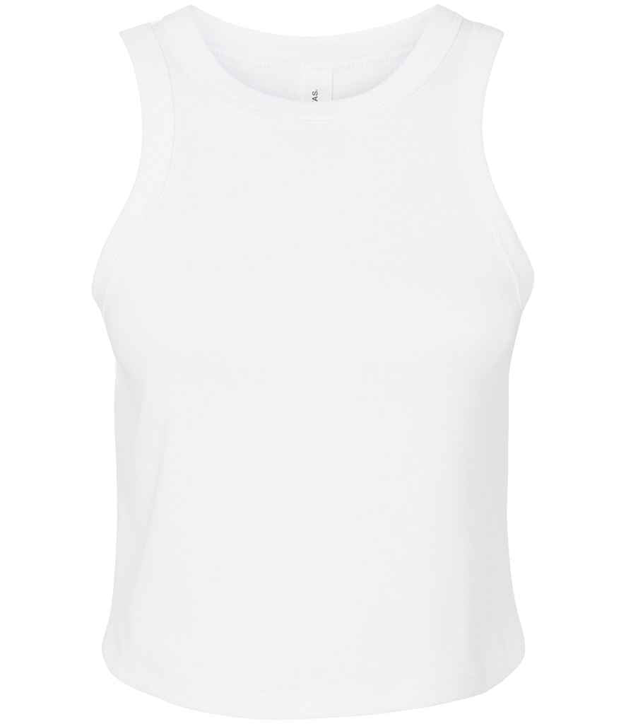Bella Ladies Micro Rib Racer Tank Top Solid White Blend