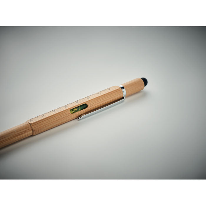 Branded Spirit level pen in bamboo