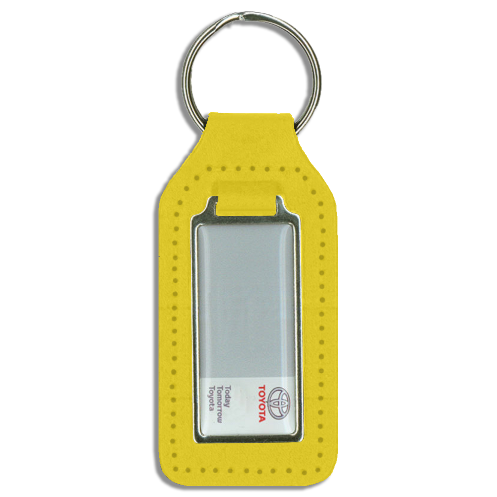 Branded Long Square Shaped Keyfob with Domed Medallion