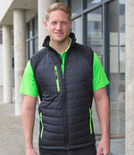 Result Genuine Recycled Compass Padded Gilet Black/Lime Green