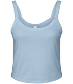 Bella Ladies Micro Rib Spaghetti Strap Tank Top Solid Baby Blue Blend