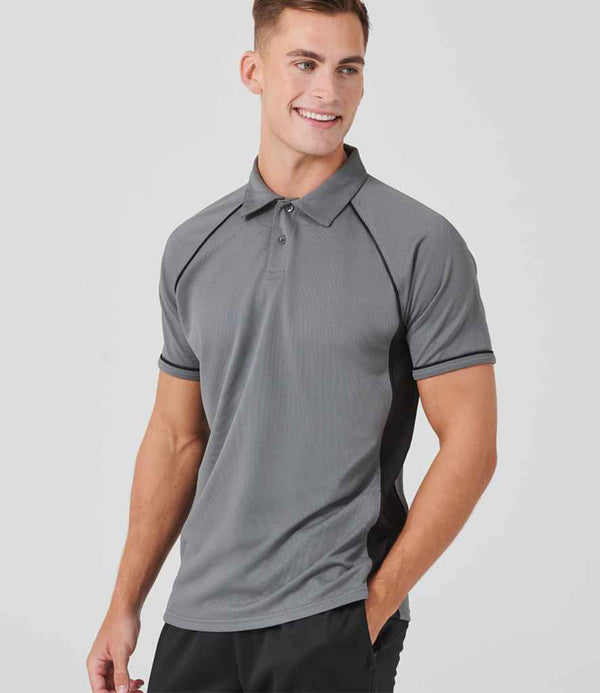 Finden + Hales Performance Piped Polo Shirt Grey/Black