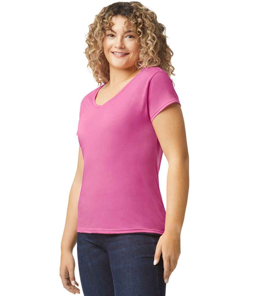 Gildan Ladies SoftStyle® V Neck T-Shirt Azalea