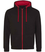 AWDis Varsity Zoodie Jet Black/Fire Red