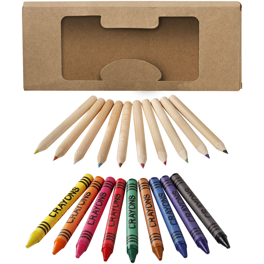 Branded Lucky 19-piece coloured pencil and crayon set