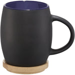 Branded Hearth 400 ml ceramic mug with wooden coaster/lid