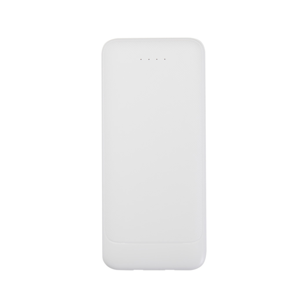 Adhil 10.000 mAh 10W recycled plastic power bank with 2 built-in cables