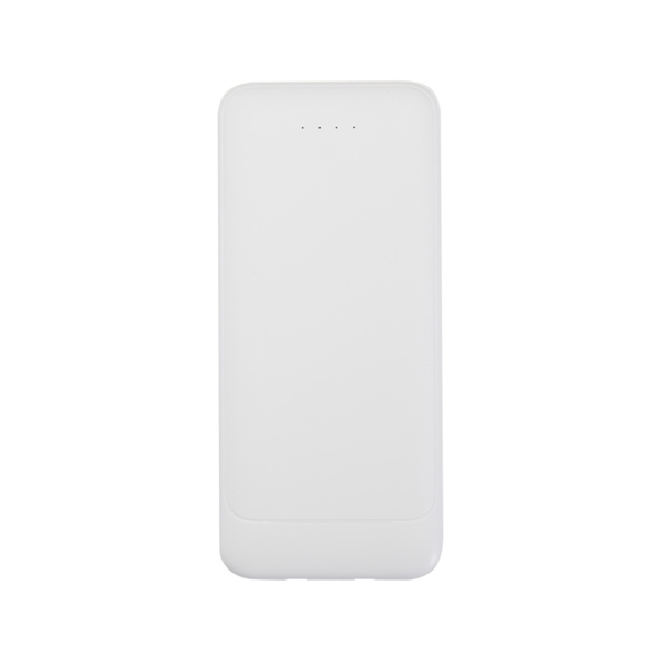 Adhil 10.000 mAh 10W recycled plastic power bank with 2 built-in cables