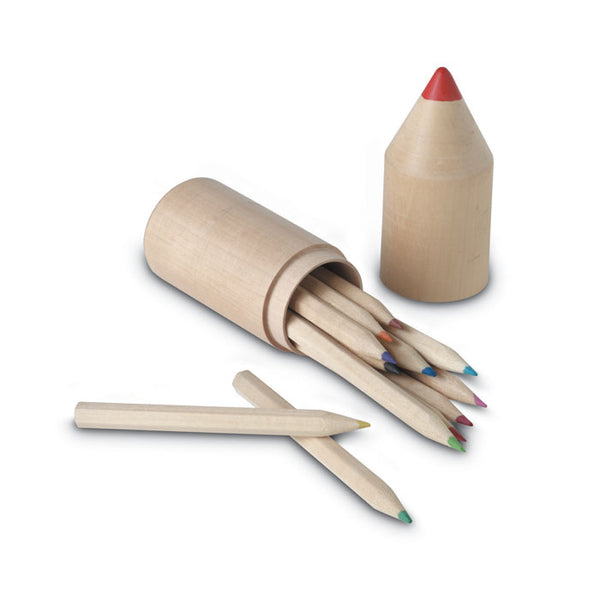 12 pencils in wooden box | Branded Colouring Pencil Set