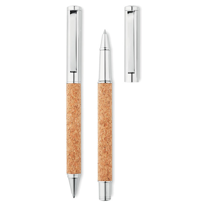 Branded Metal Ball pen set in cork box