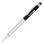 HARRIS Silver Metal Pen. BLACK Upper Barrel. Chrome Undercoat.