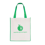 White non woven PP shopper with coloured piping trim and handles