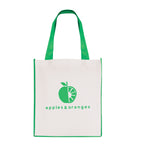 White non woven PP shopper with coloured piping trim and handles