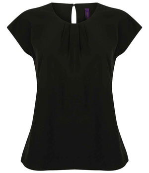 Henbury Ladies Pleat Front Short Sleeve Blouse