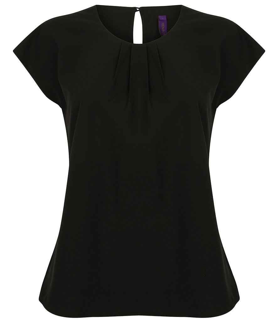 Branded Henbury Ladies Pleat Front Short Sleeve Blouse