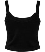 Bella Ladies Micro Rib Spaghetti Strap Tank Top Solid Black Blend