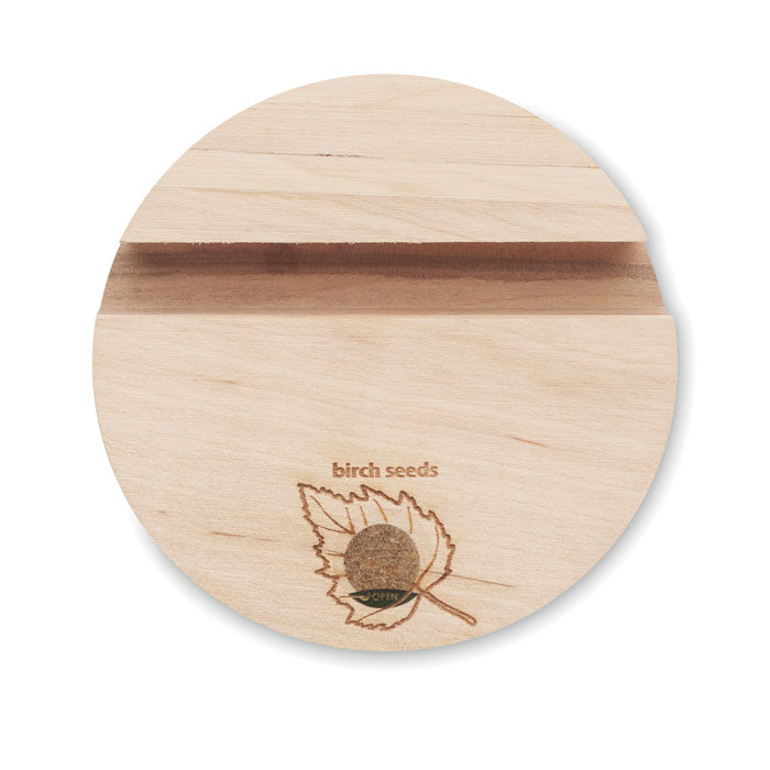 Wood phone stand with Seeds