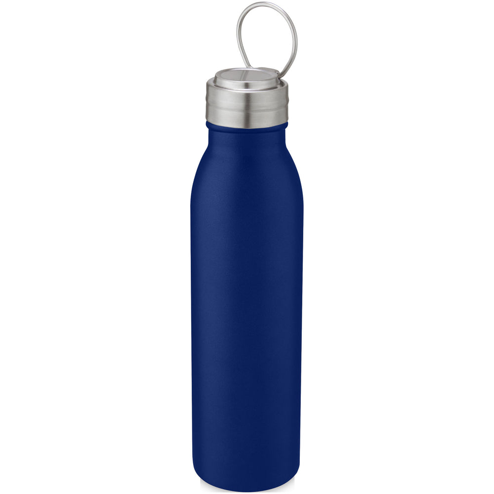 Branded Harper 700 ml stainless steel water bottle with metal loop