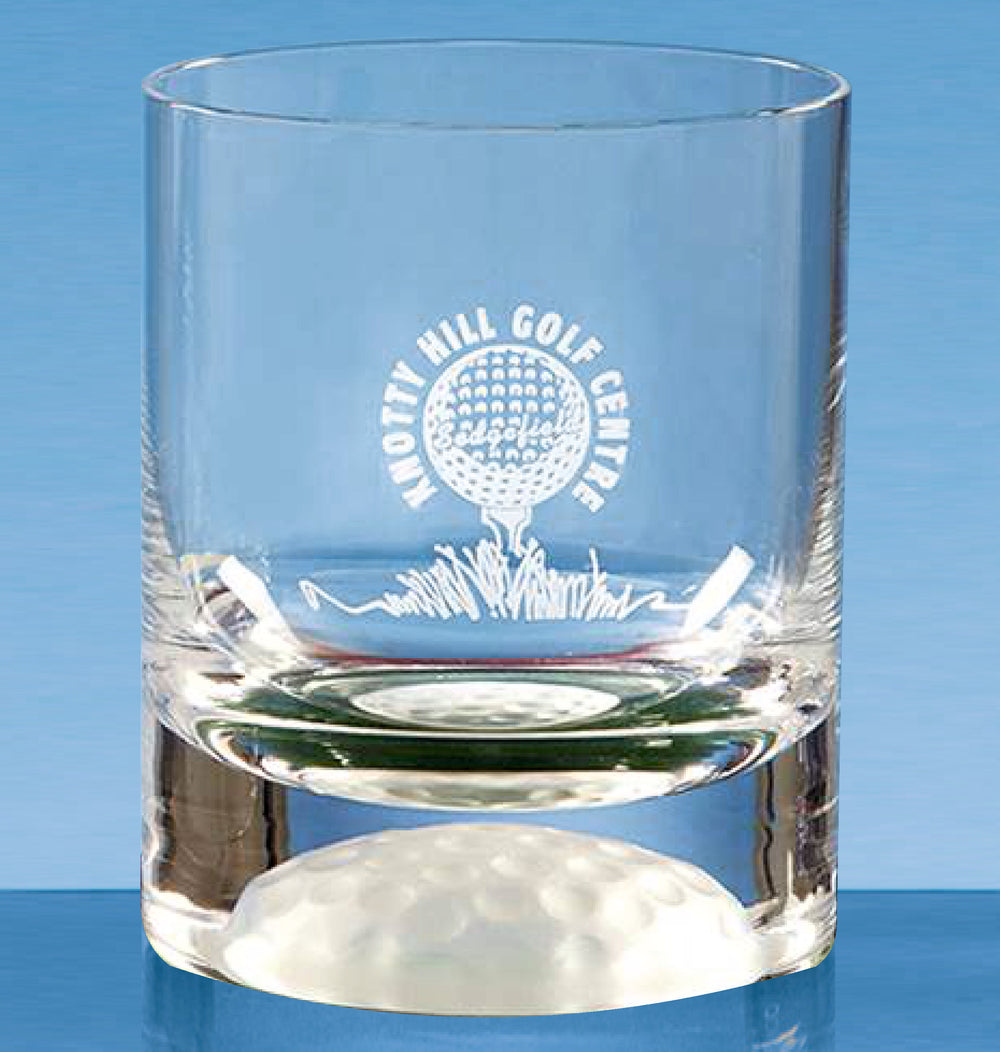 Branded 10oz Handmade Golf Ball Base Whisky Tumbler