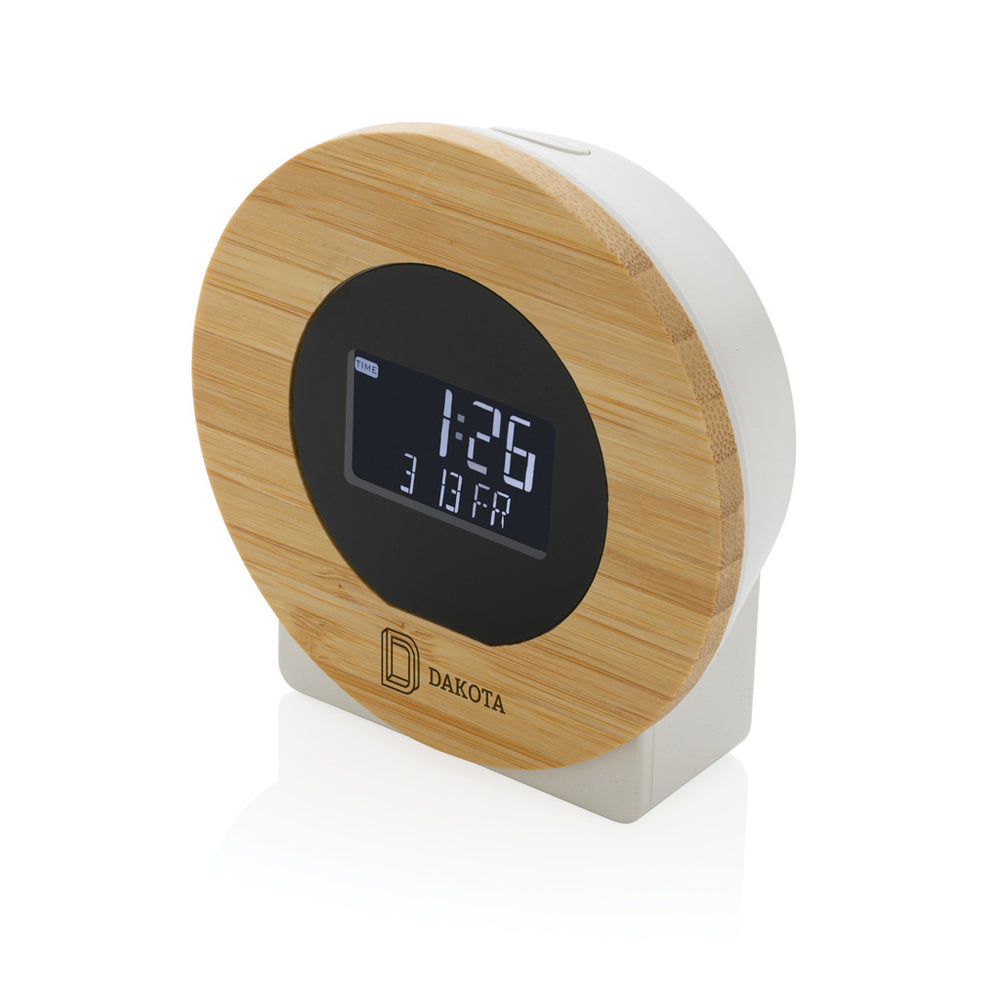 Branded Utah RCS rplastic and bamboo LCD desk clock