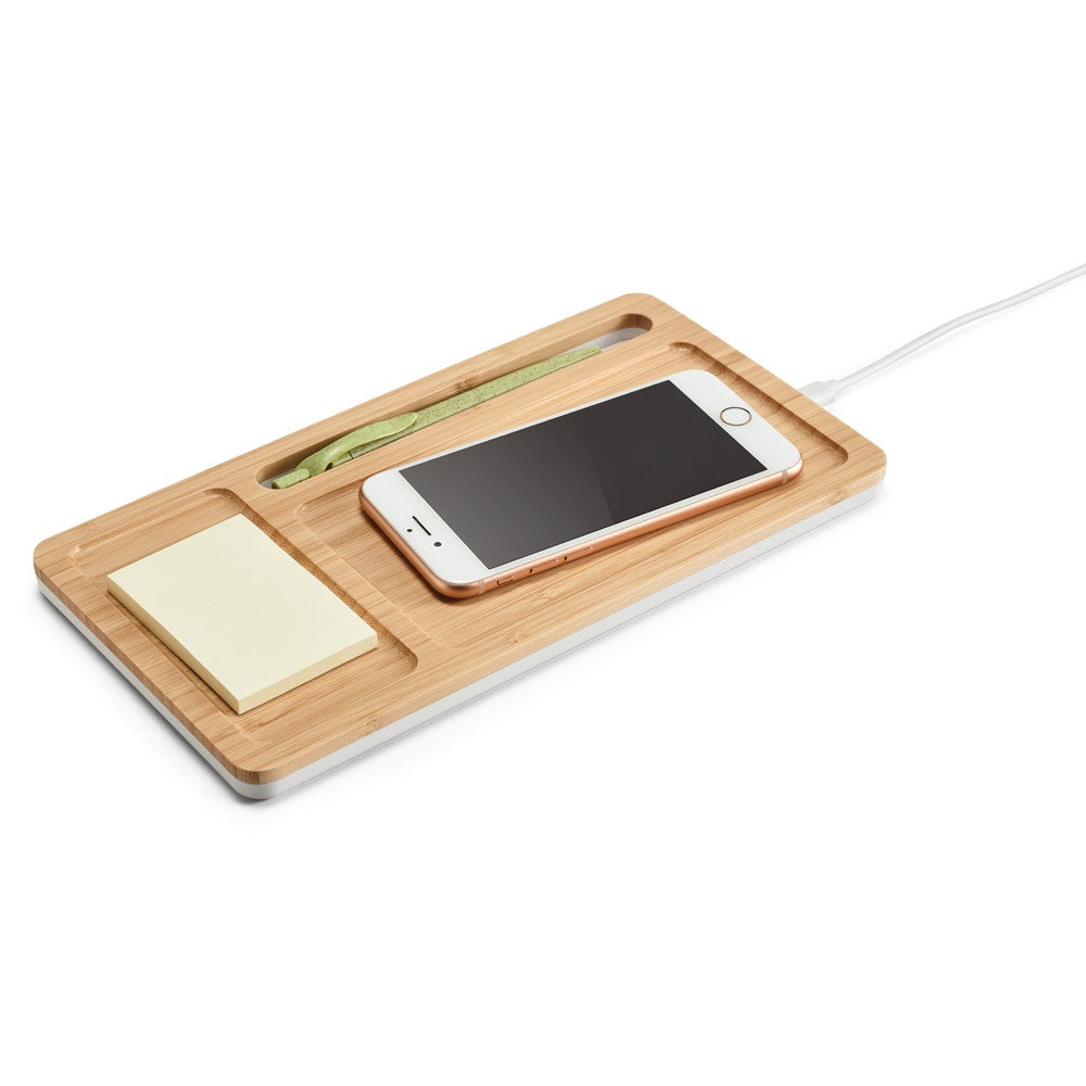 MOTT. Bamboo desk organizer with wireless charger