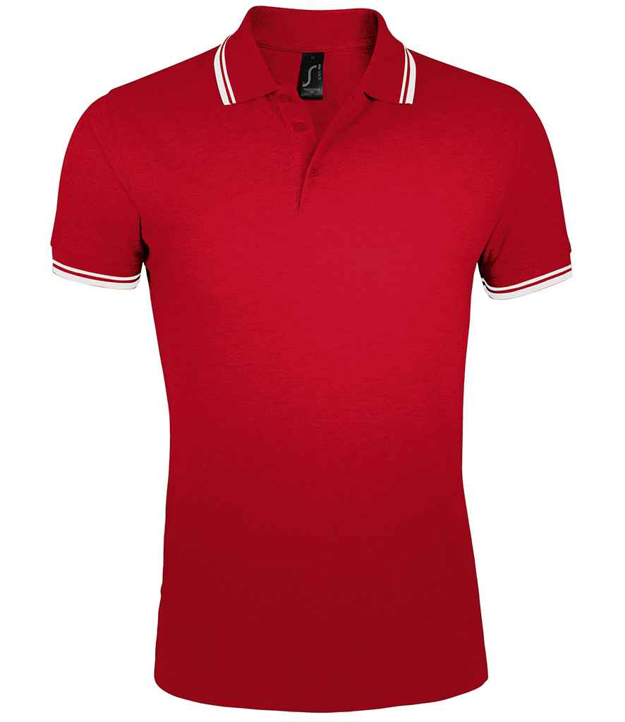 SOL'S Pasadena Tipped Cotton Piqué Polo Shirt Red/White
