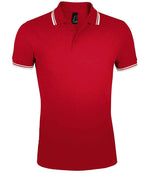 SOL'S Pasadena Tipped Cotton Piqué Polo Shirt Red/White