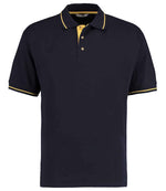 Kustom Kit St Mellion Tipped Cotton Piqué Polo Shirt Navy/Yellow