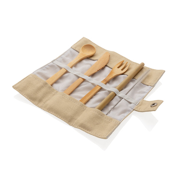 Branded Reusable bamboo travel cutlery set