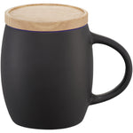 Branded Hearth 400 ml ceramic mug with wooden coaster/lid
