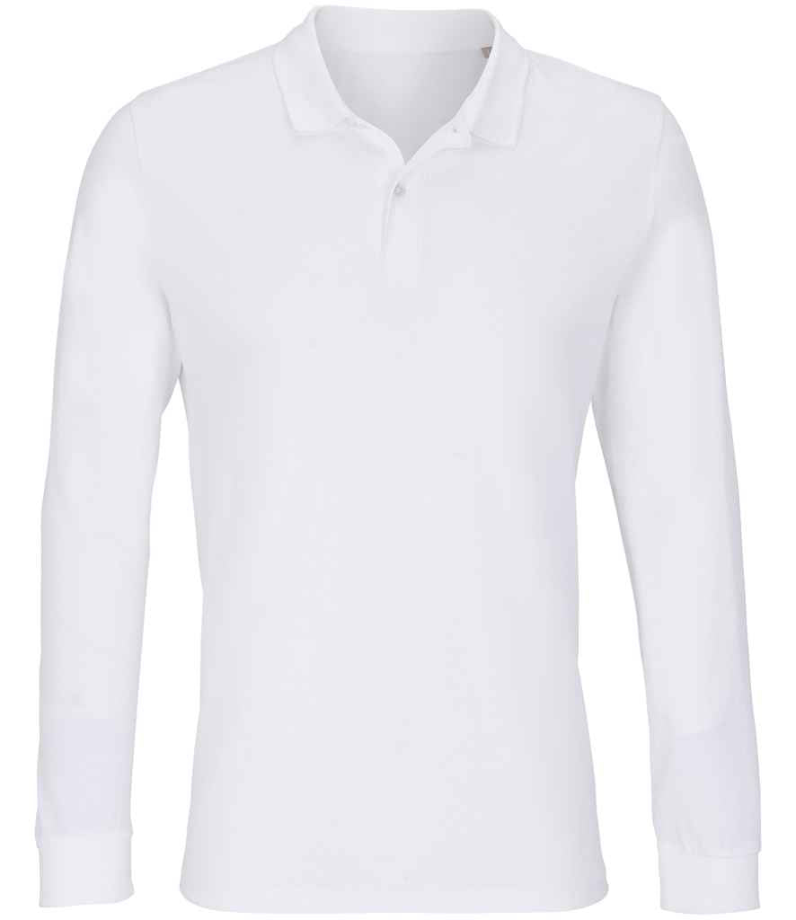 SOL'S Unisex Planet Long Sleeve Piqué Polo Shirt White
