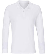 SOL'S Unisex Planet Long Sleeve Piqué Polo Shirt White