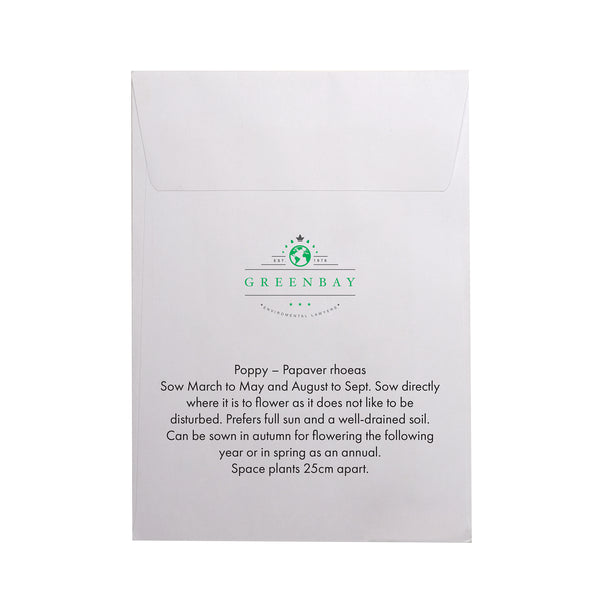 Seed Pack in White Paper Envelope Poppy