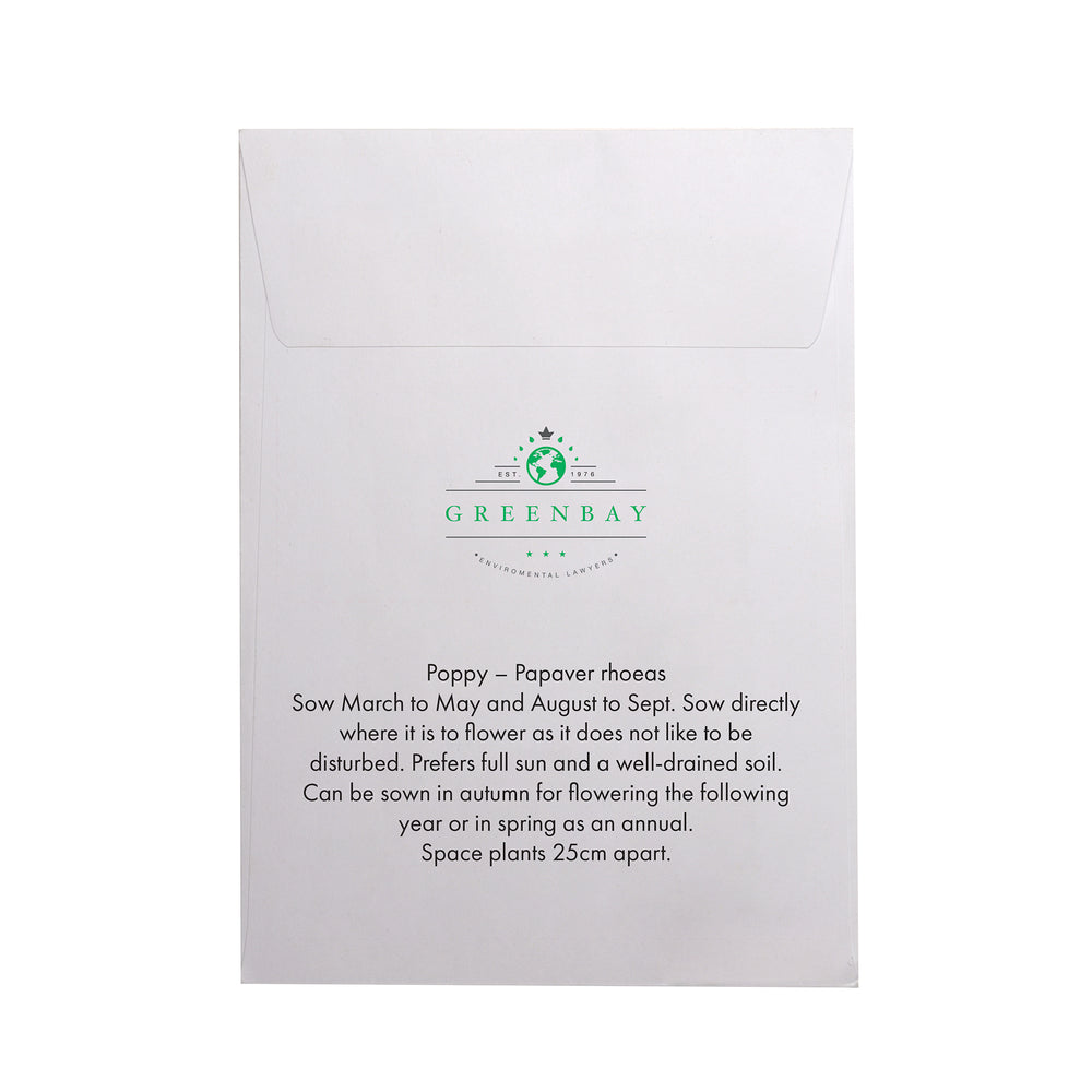 Seed Pack in White Paper Envelope Poppy