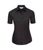 Russell Collection Ladies Short Sleeve Easy Care Poplin Shirt Black